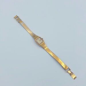 Working! Vintage Pulsar Gold Tone Ladies Watch | Dainty Mesh Band Tank Style